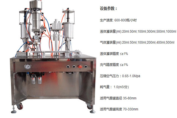 小型全自动二元气雾灌装机设备以及参数